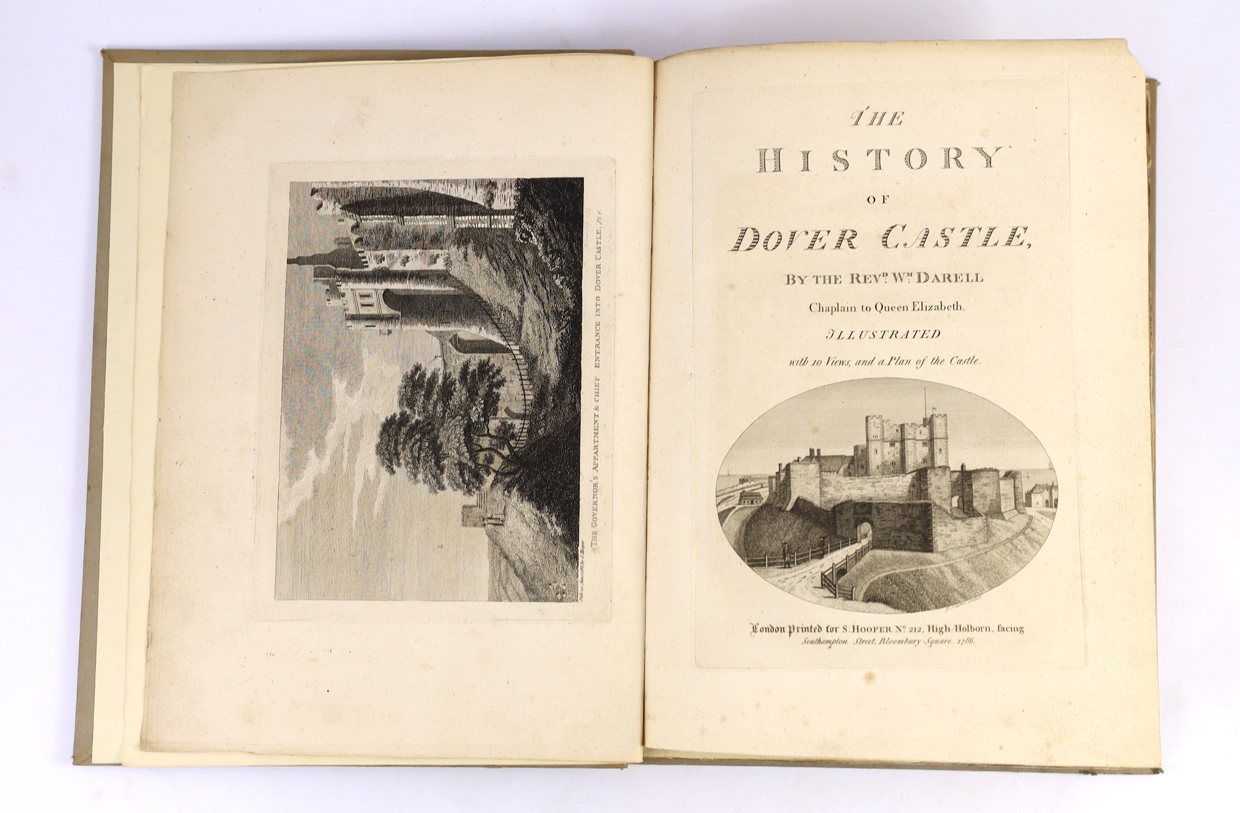 DOVER: Darell, Rev. William - The History of Dover Castle. pictorial engraved title, folded plan, 8 plates and text illus; rebound grey boards, 4to. 1786